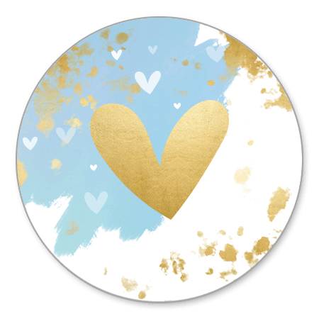 Blauwe waterverf streep gouden hartje